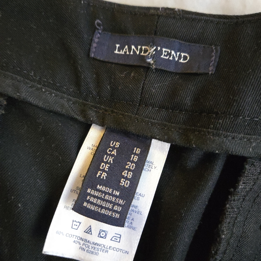 Lands' End High Rise Black Women's Cotton Blend Bootcut Trousers - Picture 4 of 9